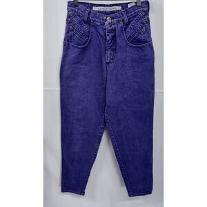 Zena Jeans 100% Cotton Purple High Waist Tapered Jeans Size 7